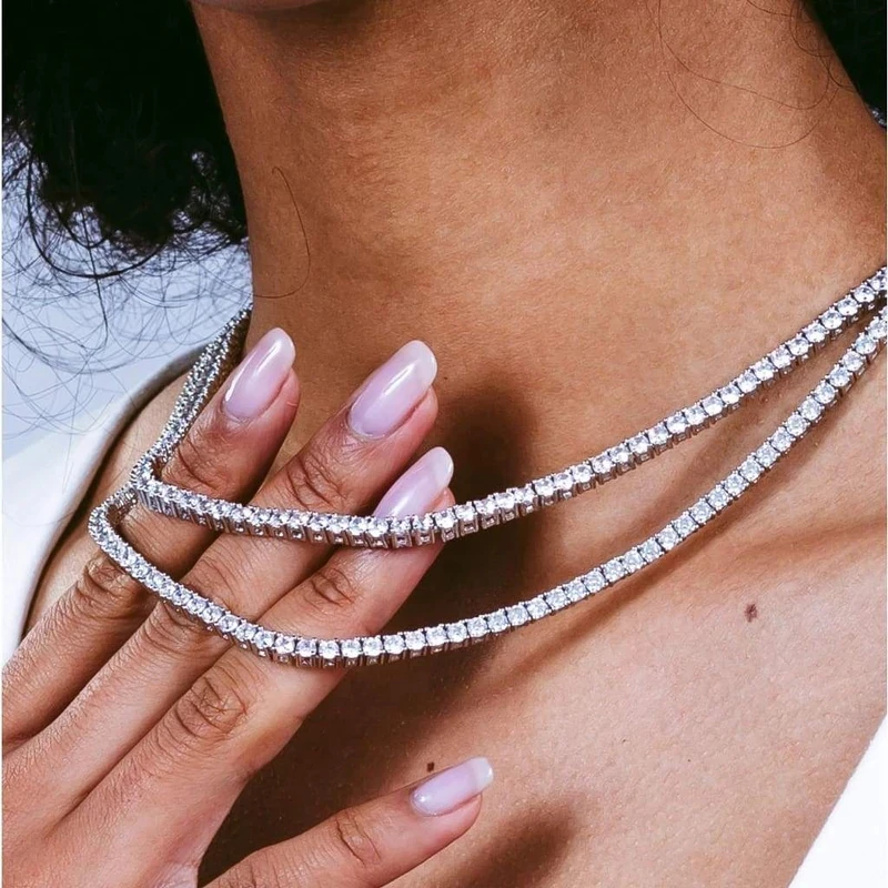 Tennis Choker Necklaces Women HipHop Iced Out AAA+ Cubic Zirconia Gold Color Crystal Chain Female Jewelry on The Neck OHN099