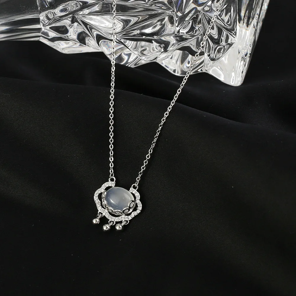 High Quality Gold Plated Cubic Zircon Necklace Jewelry Stainless Steel Crystal Stone Necklace For Women